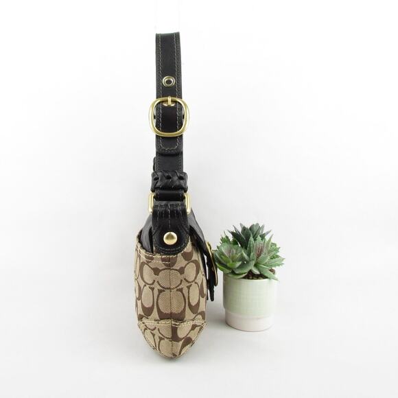 Authentic Coach Signature Black Leather Trim Flap Bag - Picture 3 of 7